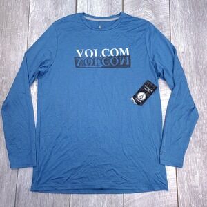 Volcom Thrashguard Rash Guard Mens Large Blue Long Sleeve UPF 30+ Surf Swim